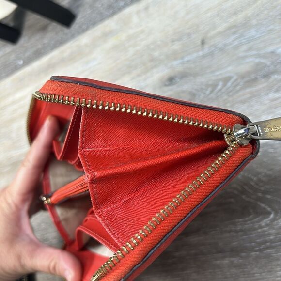 Michael Kors redish orange full zip wallet - Picture 8 of 10